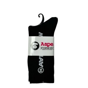 Bape Crew Socks Mens Womens Unisex Size 9-11 Black White Skate Hype Streetwear